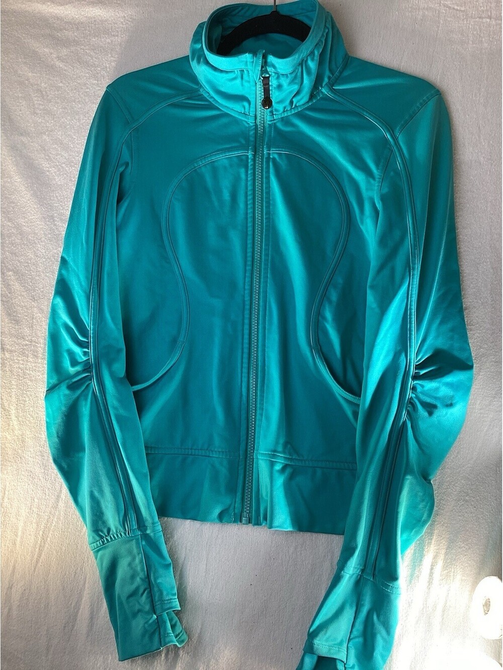 Lululemon Athletica Turquoise Women's Zip-Up Jacket Size 10 Thumbholes Pockets L